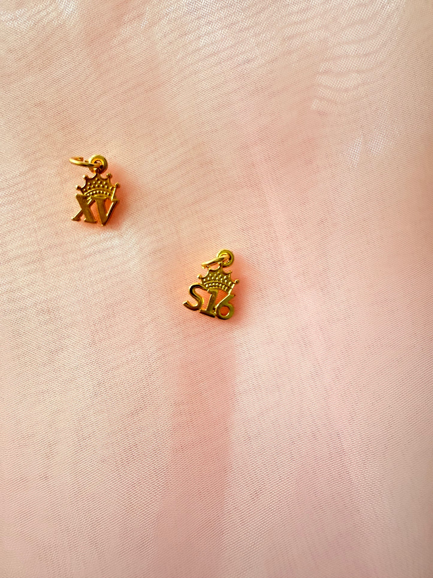 Quinceañera XV 18K Gold Plated  Charm Pendant  — Dress, Lingerie, Corset  Pendant, Bracelet & Souvenir Gift
