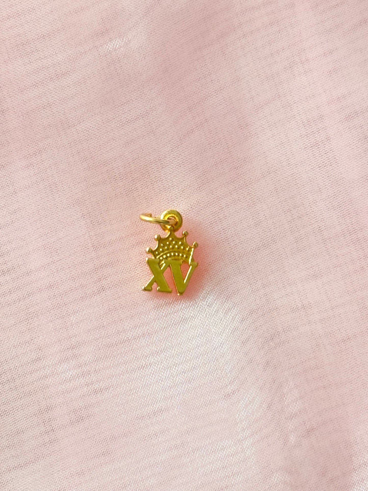 Quinceañera XV 18K Gold Plated  Charm Pendant  — Dress, Lingerie, Corset  Pendant, Bracelet & Souvenir Gift