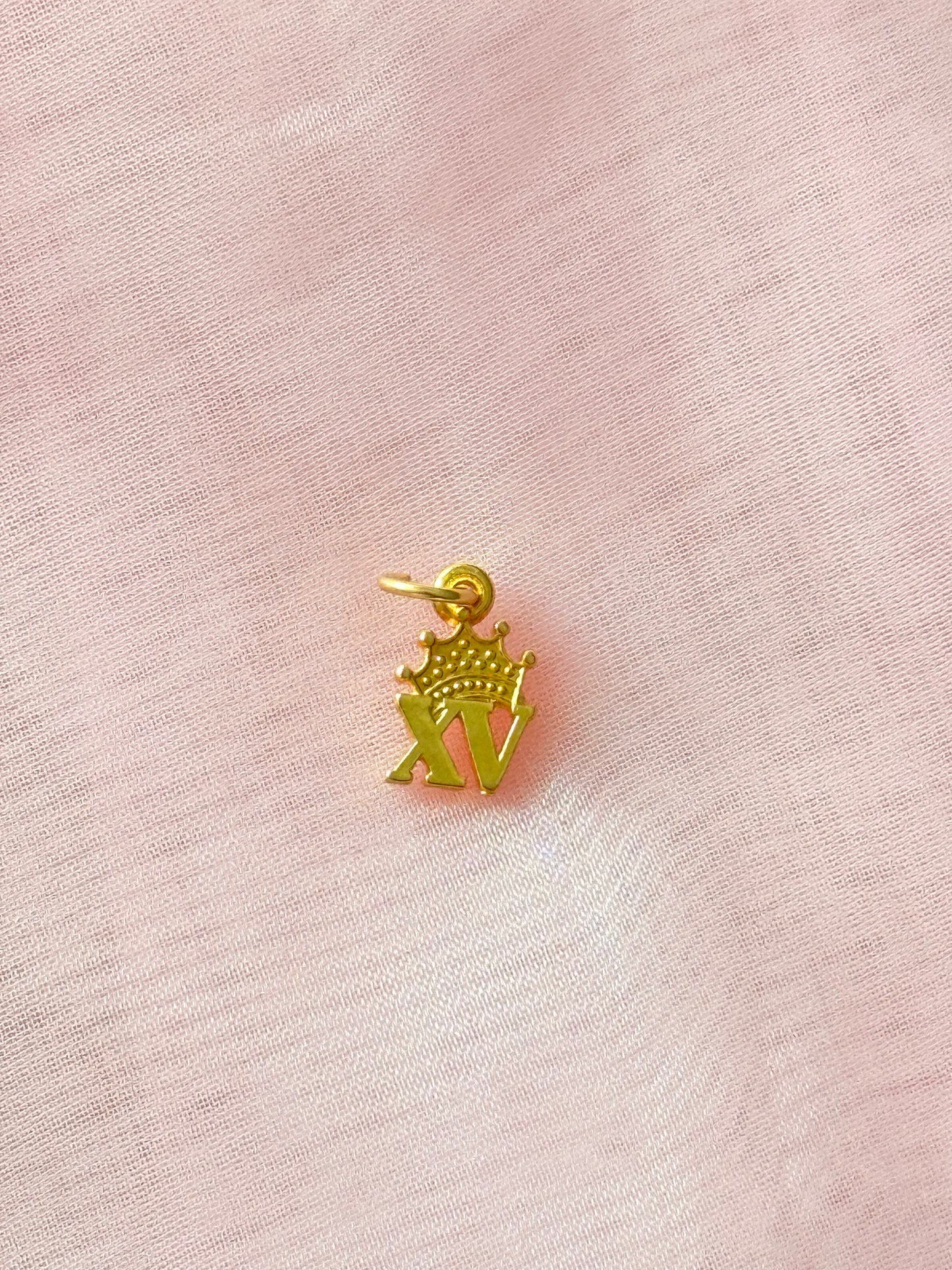 Quinceañera XV 18K Gold Plated  Charm Pendant  — Dress, Lingerie, Corset  Pendant, Bracelet & Souvenir Gift