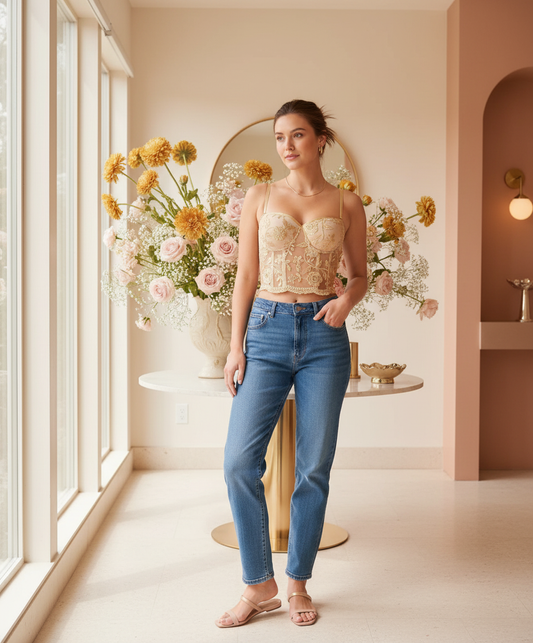 Calendula Brillante con jeans