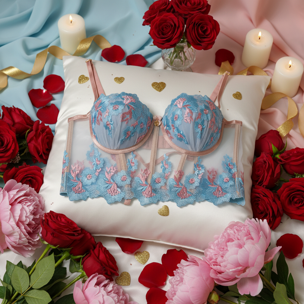 Corset Azul Floral - Valentine's Day