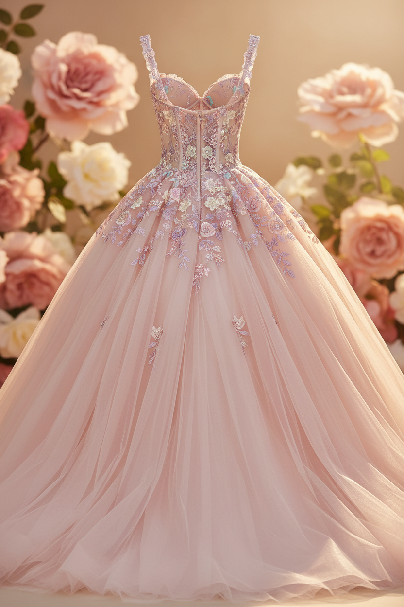 Dije Sweet 16 en vestido rosa quinceañera
