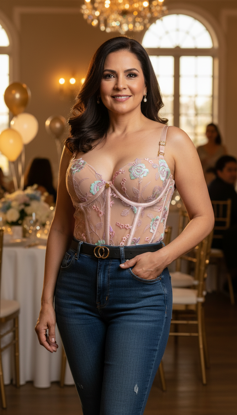 Mamá con corset y jeans