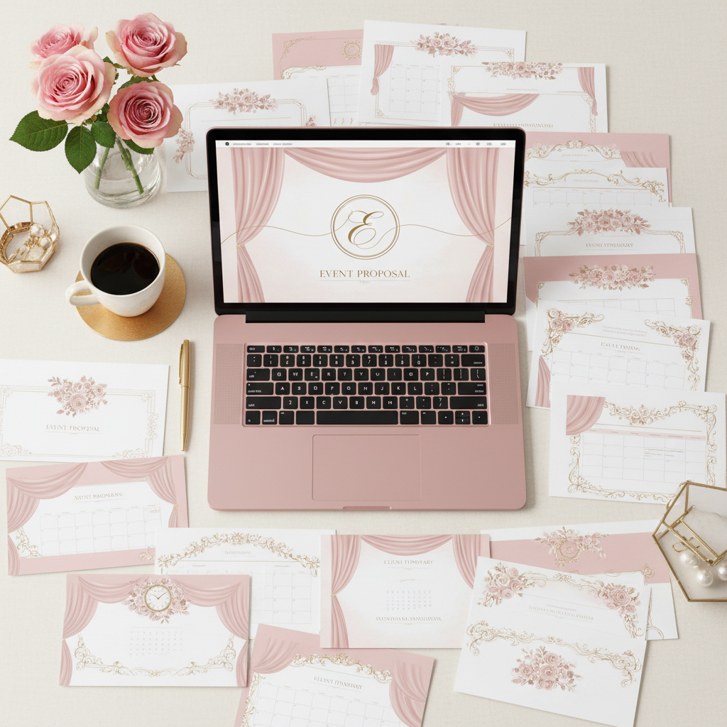 Templates Abundantes con Laptop Rosa